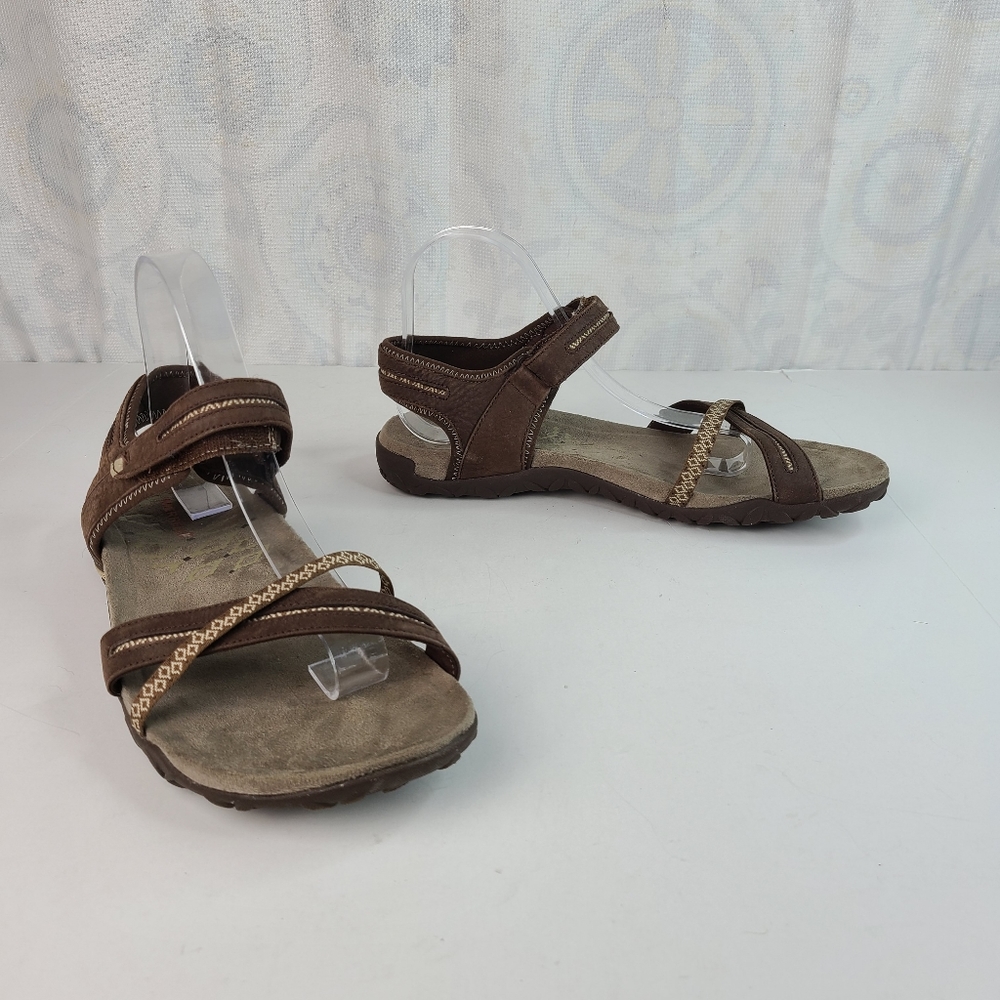Merrell Terran Cross II brown and cream strappy active sandals women's Sz 10 - Picture 4 of 13